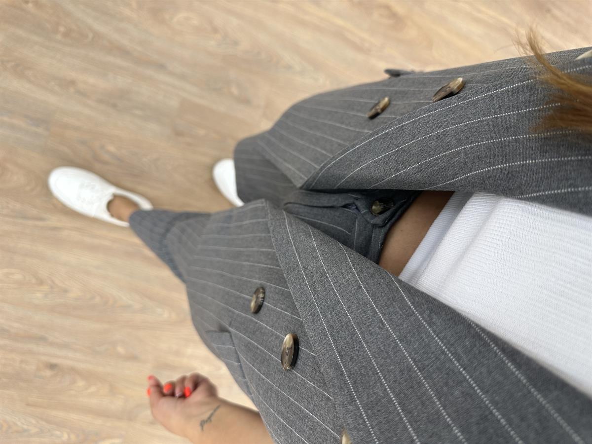 Çizgili Yelekli Takım-Antrasit