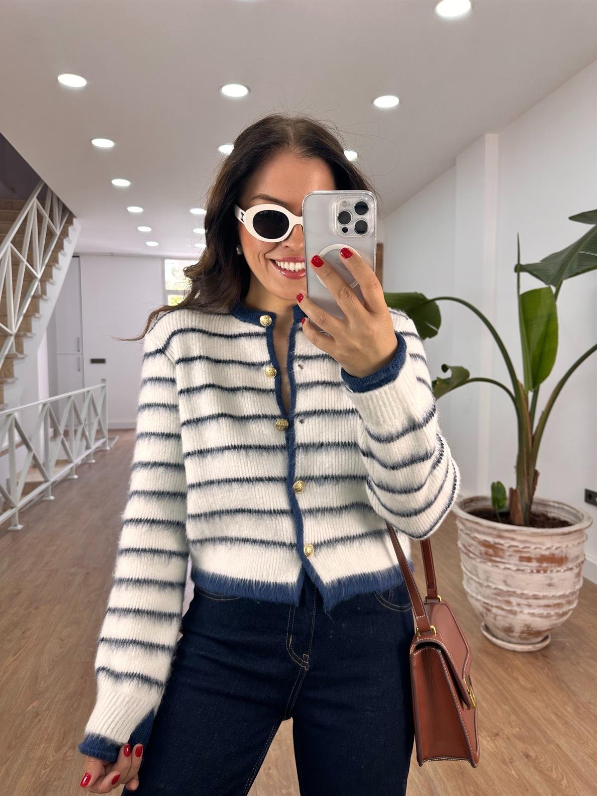 Lacivert Çizgili Yumoş Hırka 