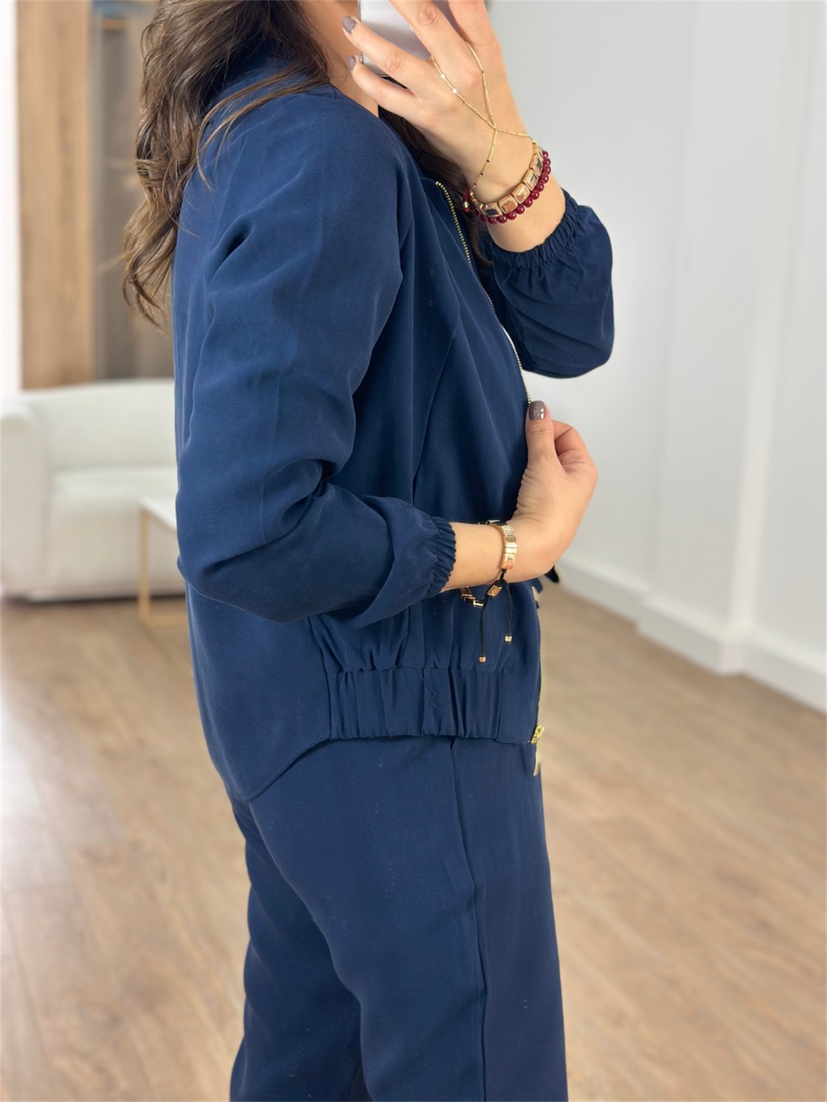 Fermuarlı Pantolon Ceket Takım - Lacivert