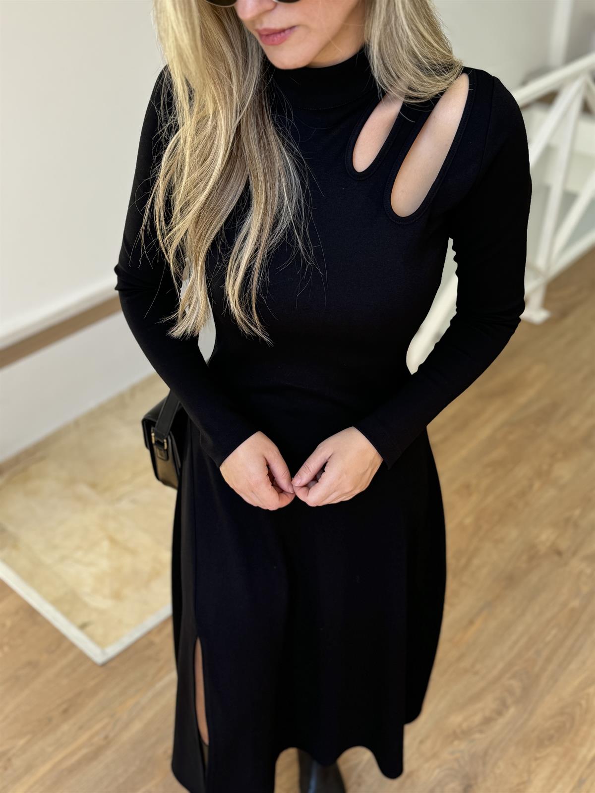 Damla Dekolteli Tasarım Çan Elbise