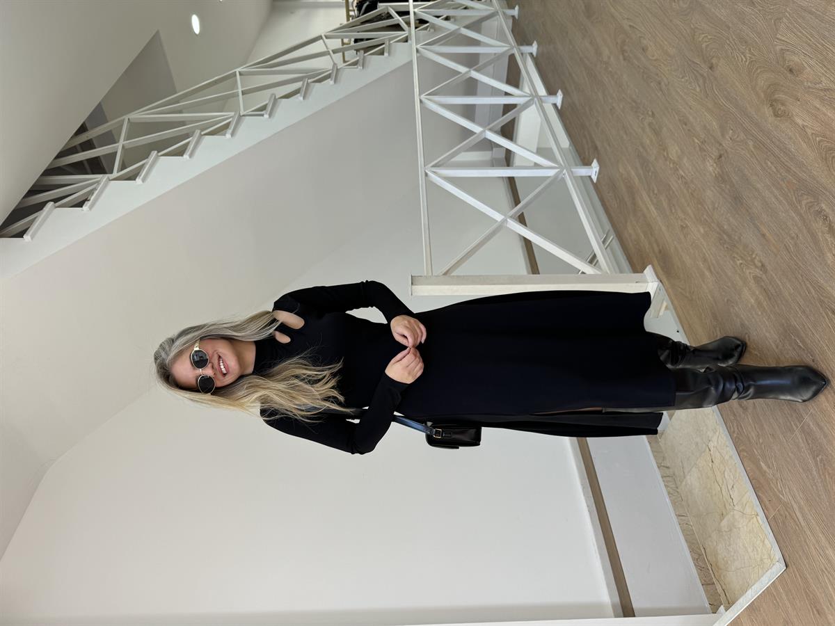 Damla Dekolteli Tasarım Çan Elbise