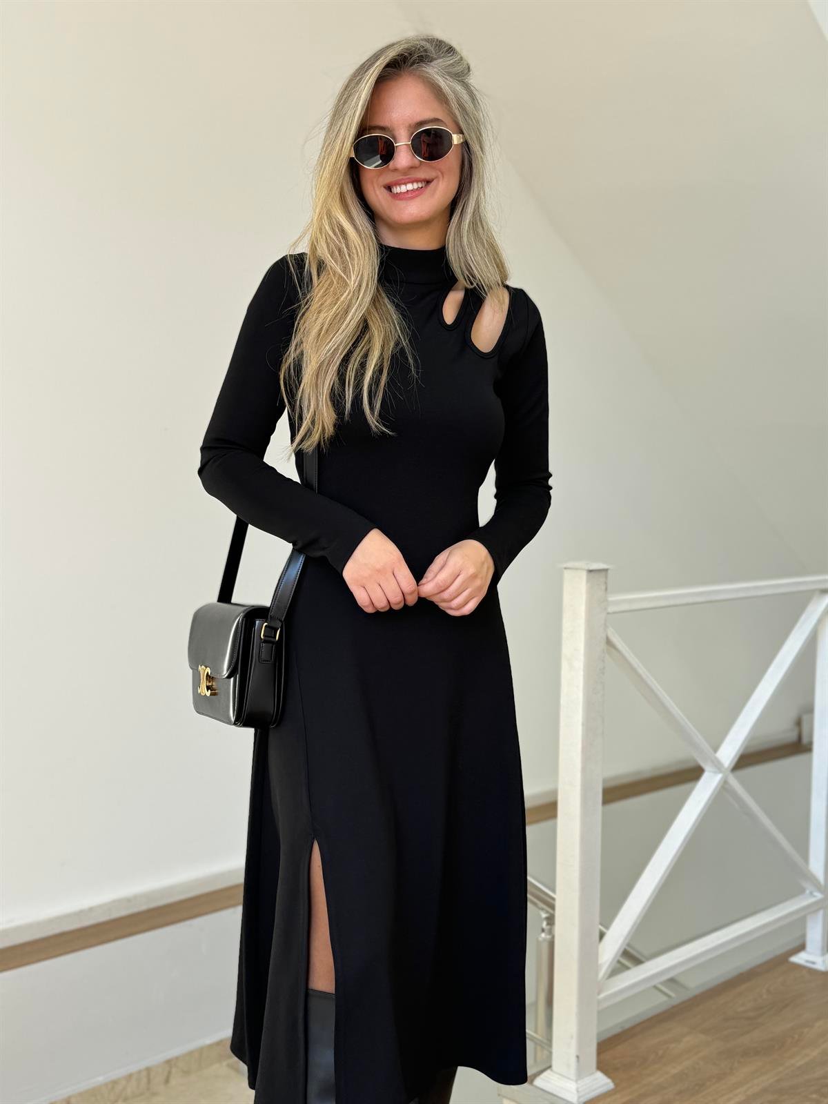 Damla Dekolteli Tasarım Çan Elbise