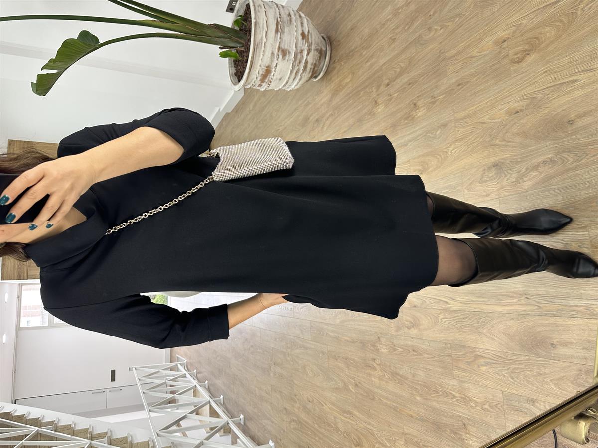 Degaje Yaka Cepli Salaş Elbise