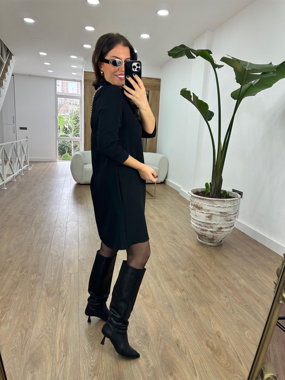 Degaje Yaka Cepli Salaş Elbise