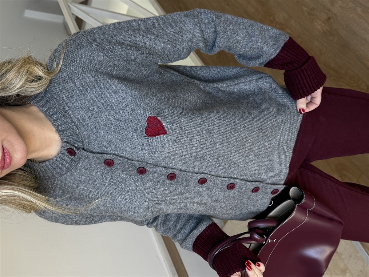 Dekoratif Yaka Kalpli Triko Hırka 