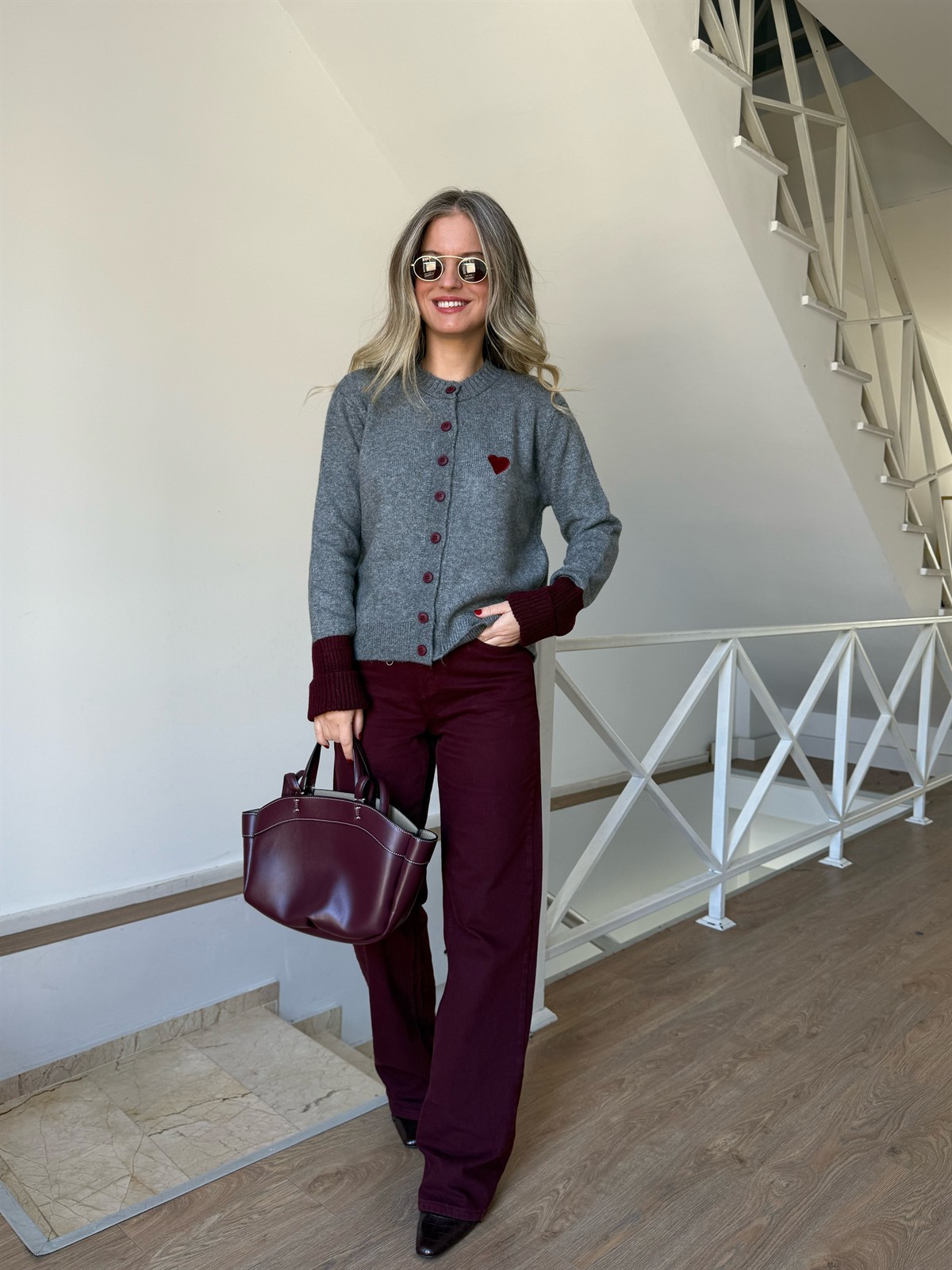 Dekoratif Yaka Kalpli Triko Hırka 