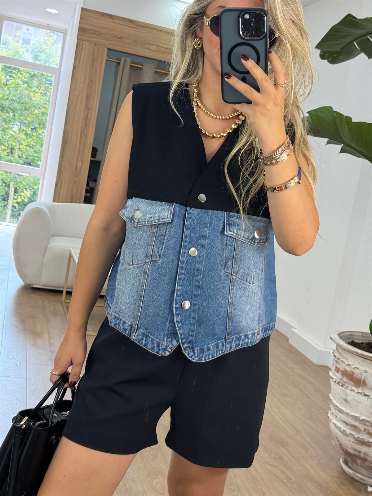 Denim Detaylı Yelek