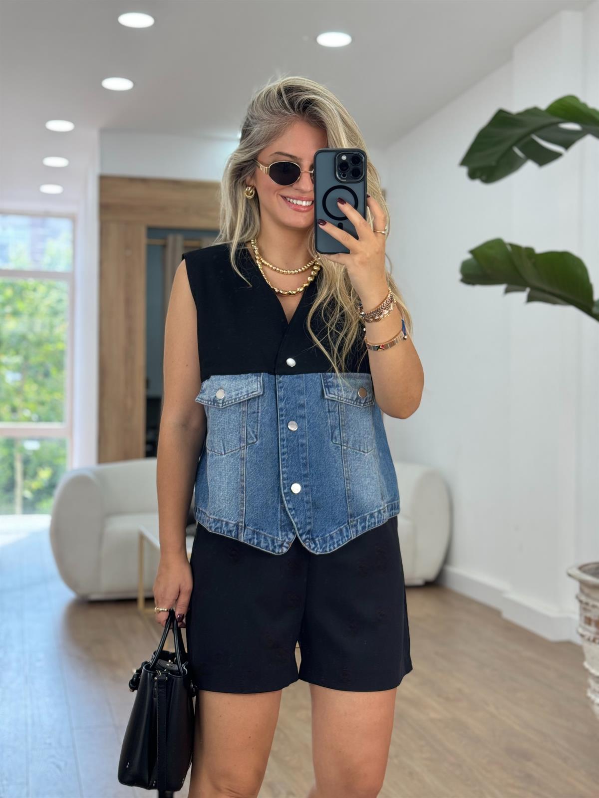 Denim Detaylı Yelek