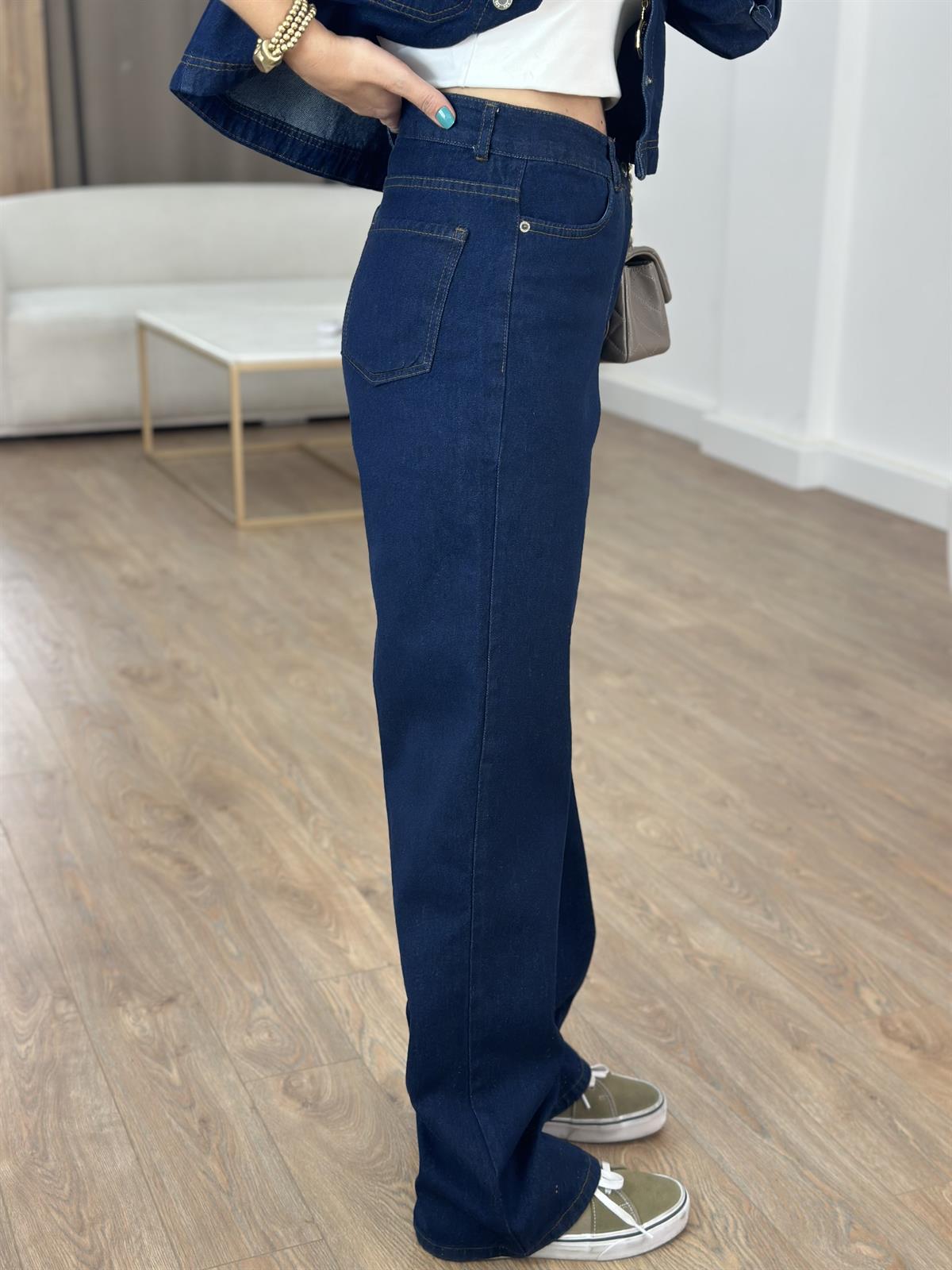 Yakası Kürklü Denim Pantolon Ceket Takım 