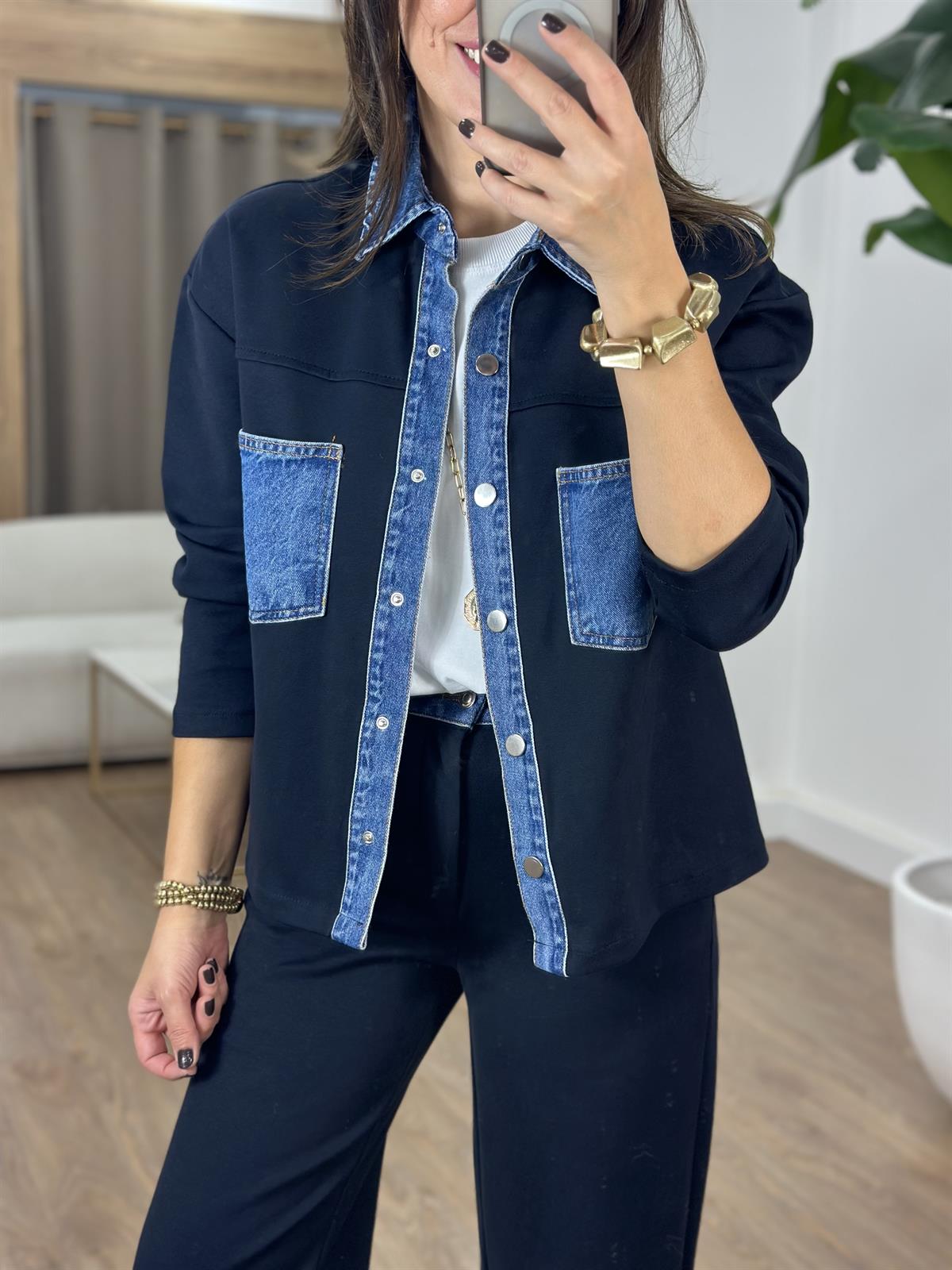 Denim Garnili Pantolon Ceket Takım 