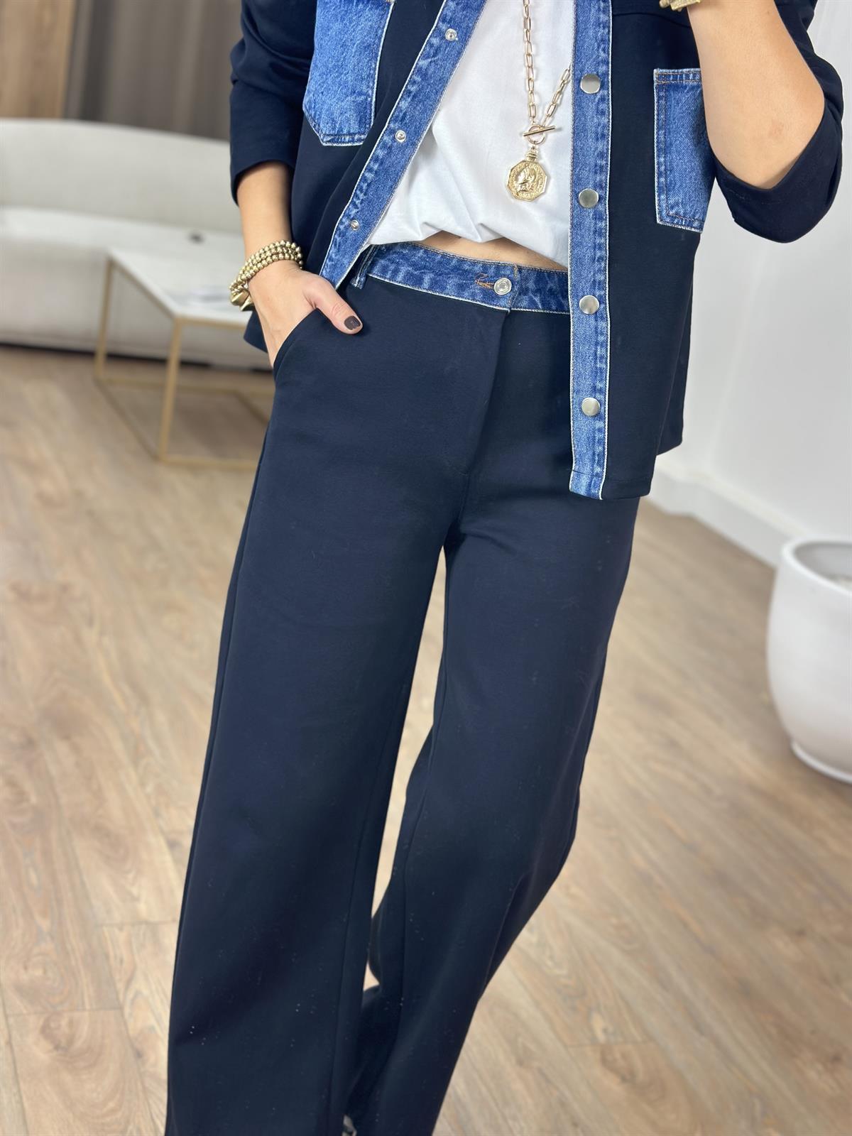 Denim Garnili Pantolon Ceket Takım 