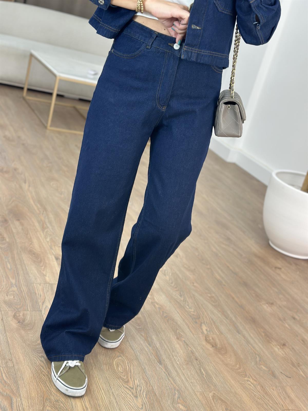 Yakası Kürklü Denim Pantolon Ceket Takım 