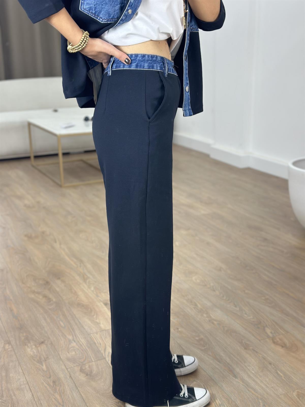 Denim Garnili Pantolon Ceket Takım 