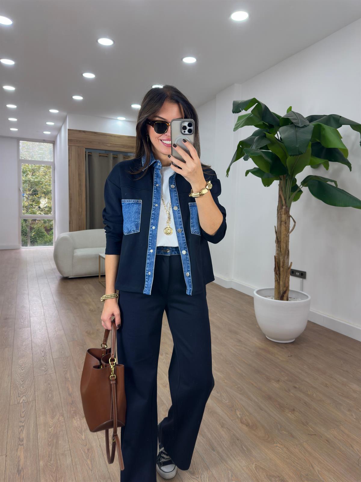 Denim Garnili Pantolon Ceket Takım 