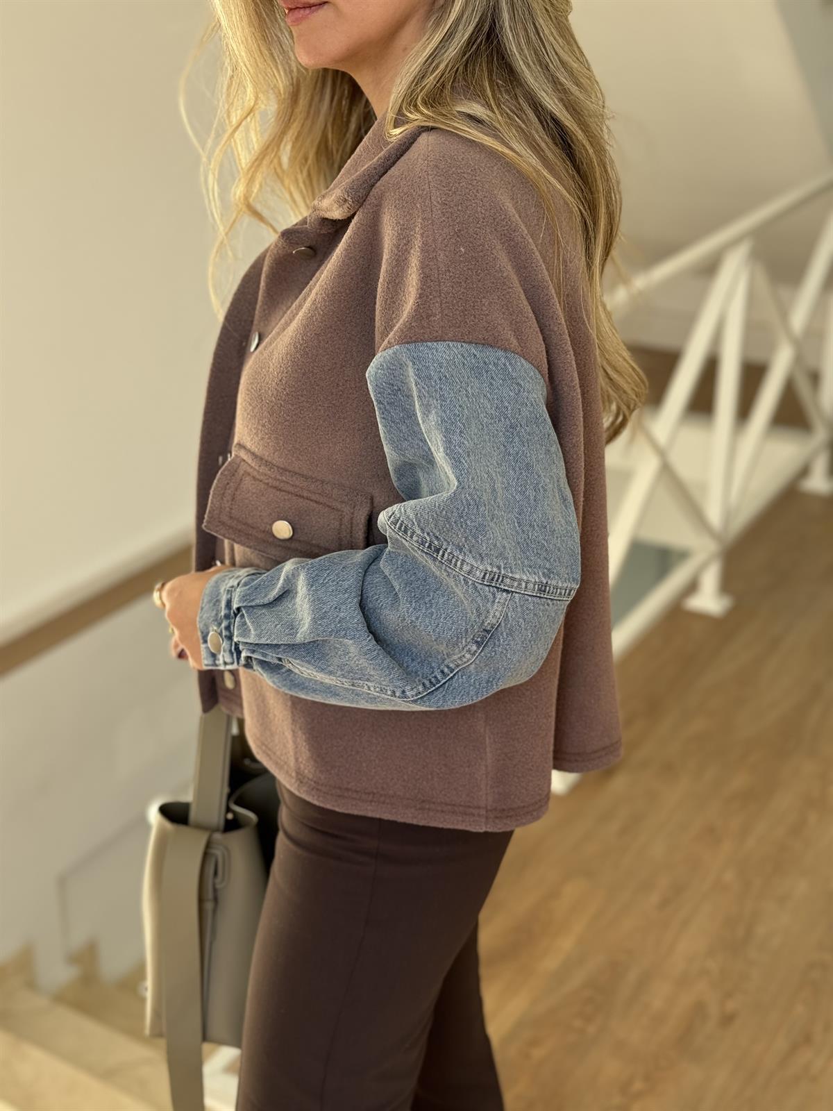 Denim Polar Mix Ceket - Vizon