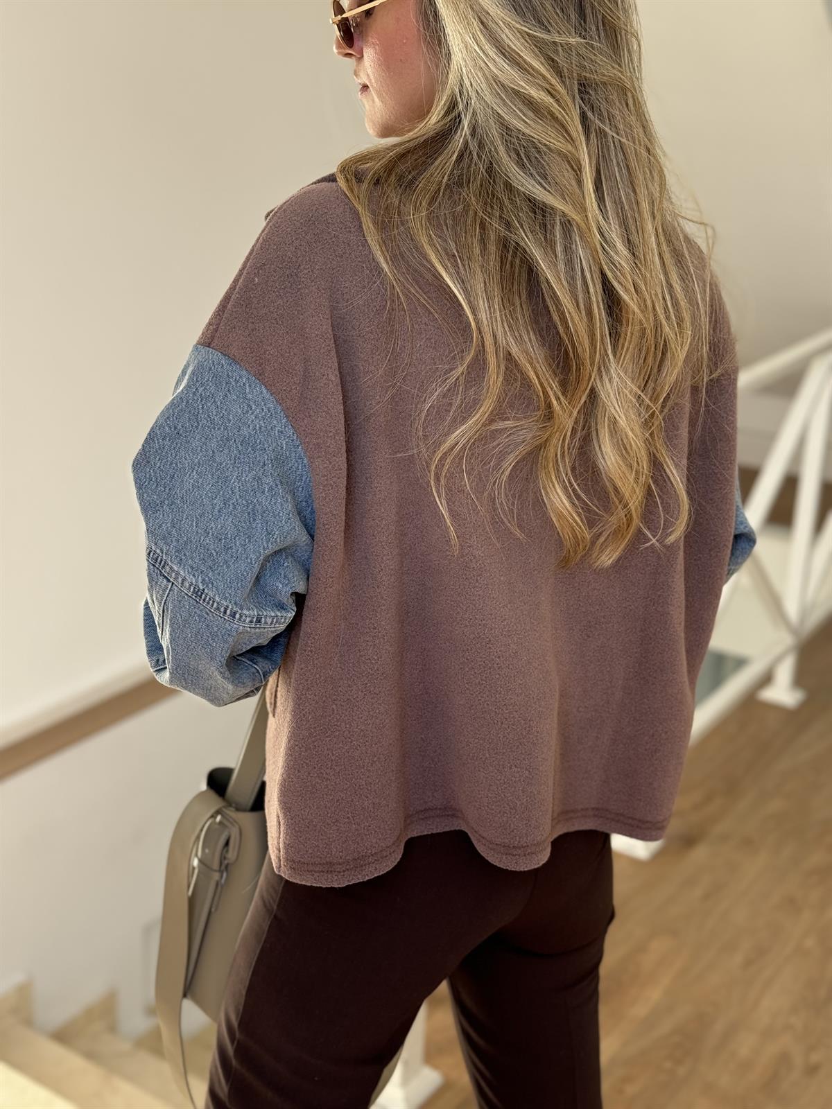 Denim Polar Mix Ceket - Vizon