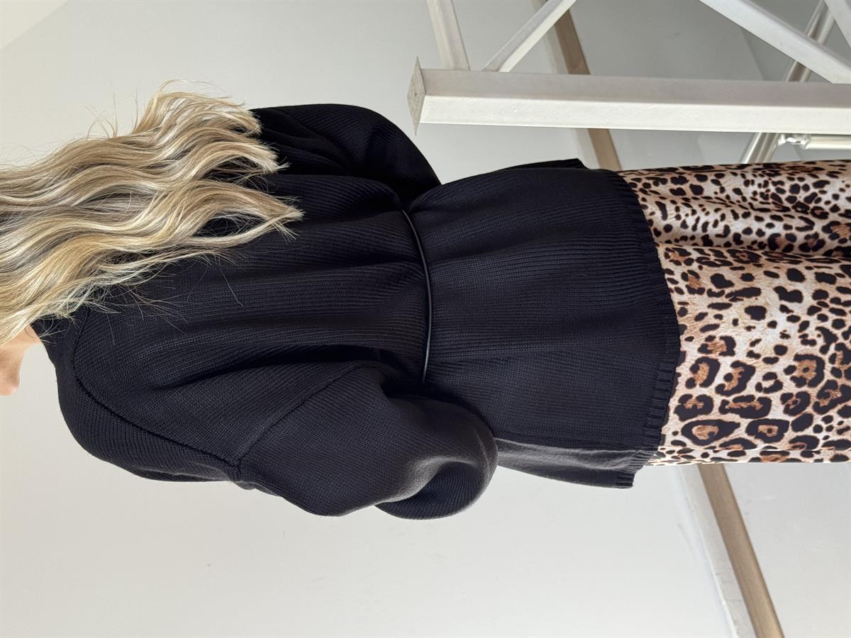 Deri Kemerli Triko Salaş Hırka 