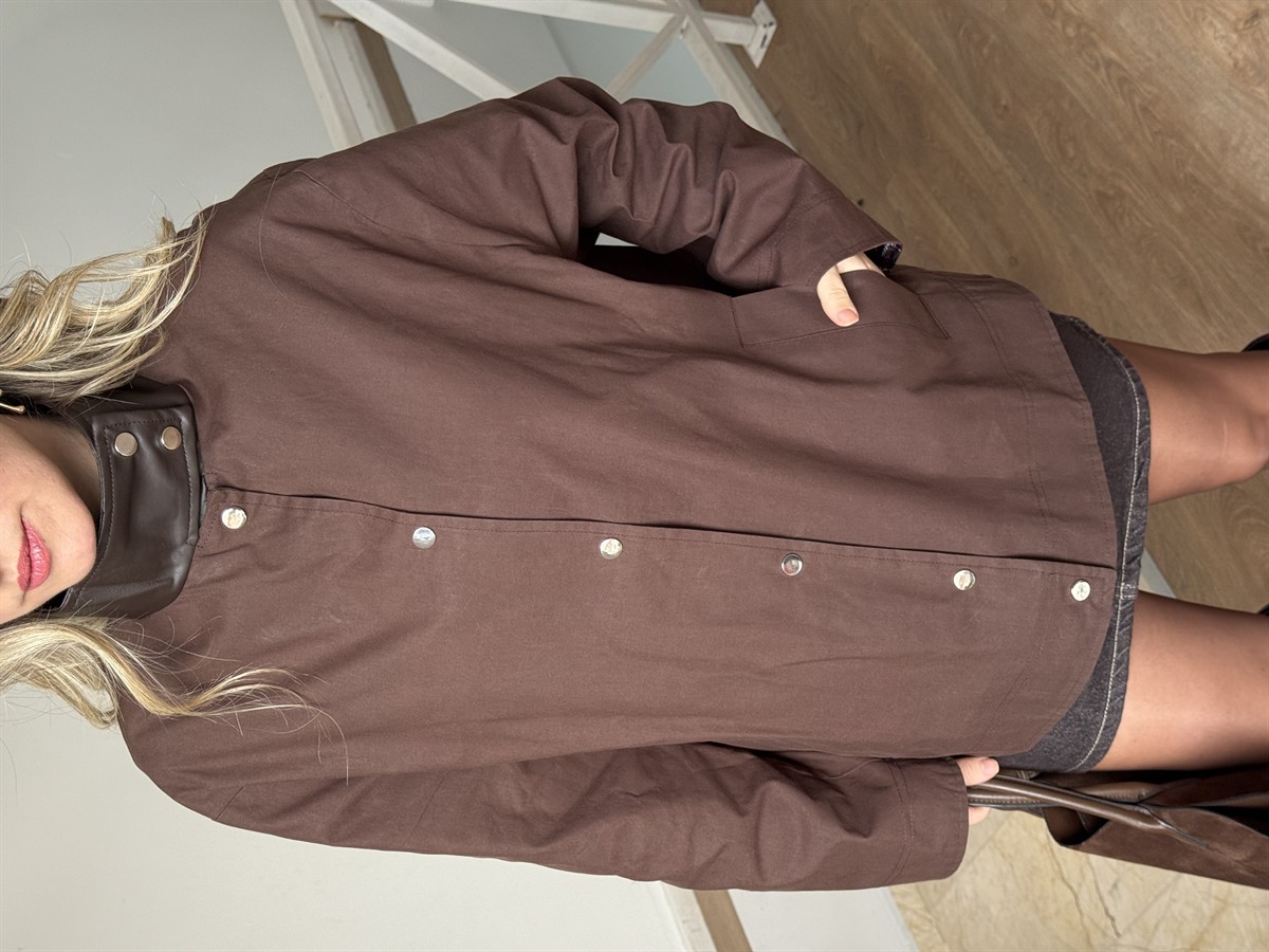 Deri Yaka Ekose Astarlı Ceket 