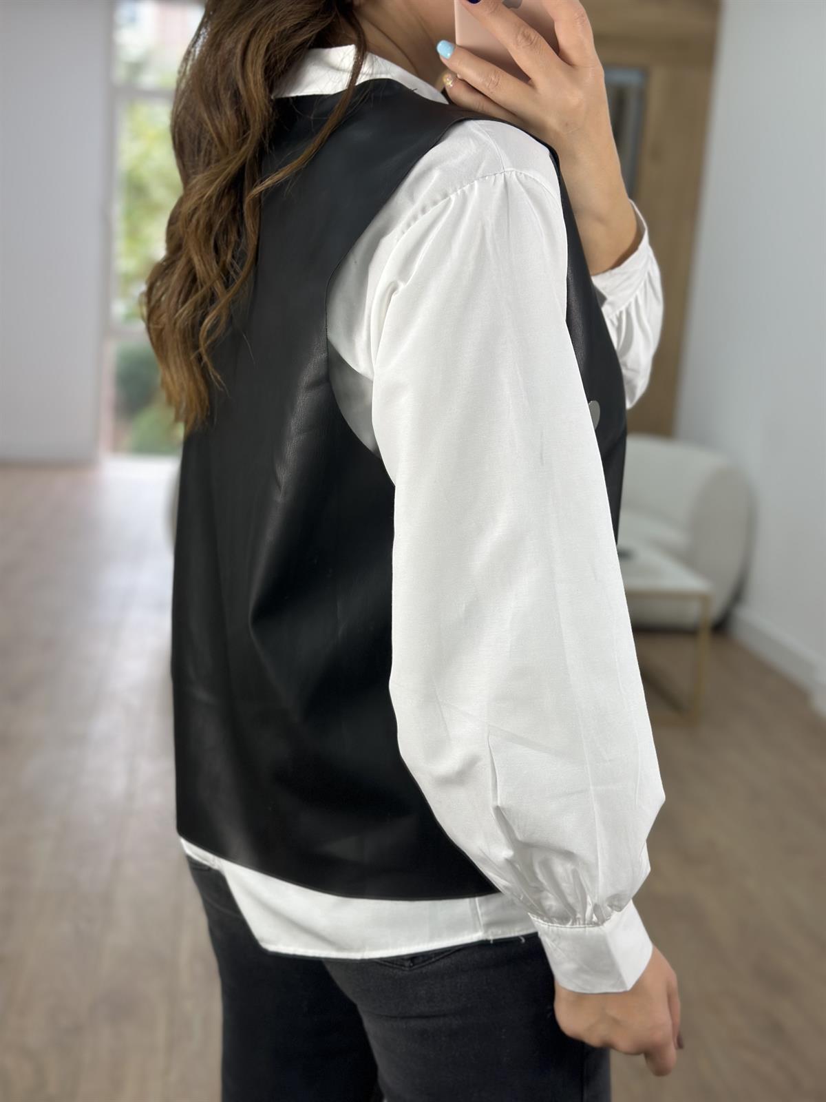 Deri Yelekli Tasarım Gömlek