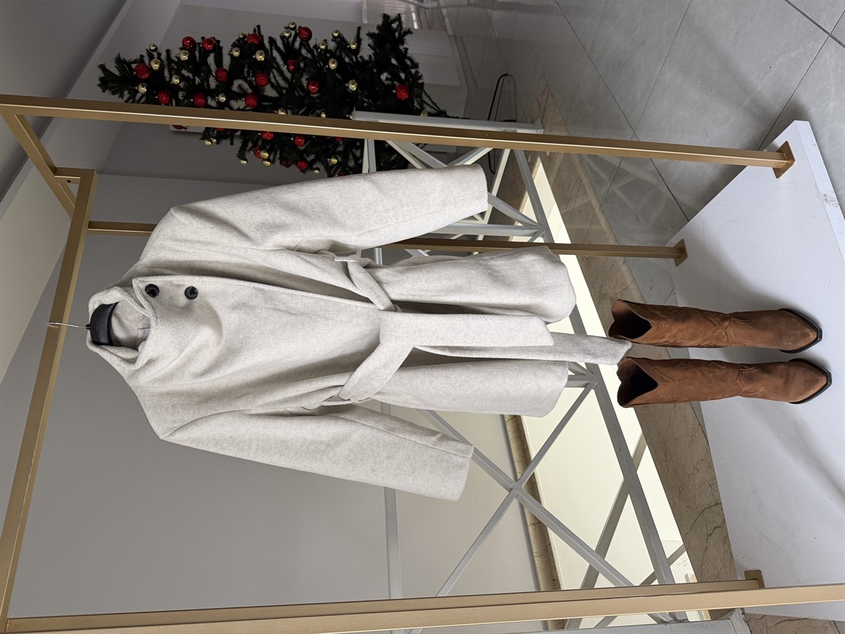 Dik Yaka Yünlü Kısa Kaban - Taş