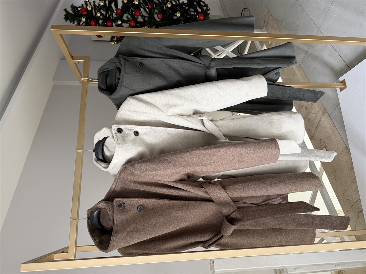 Dik Yaka Yünlü Kısa Kaban - Taş