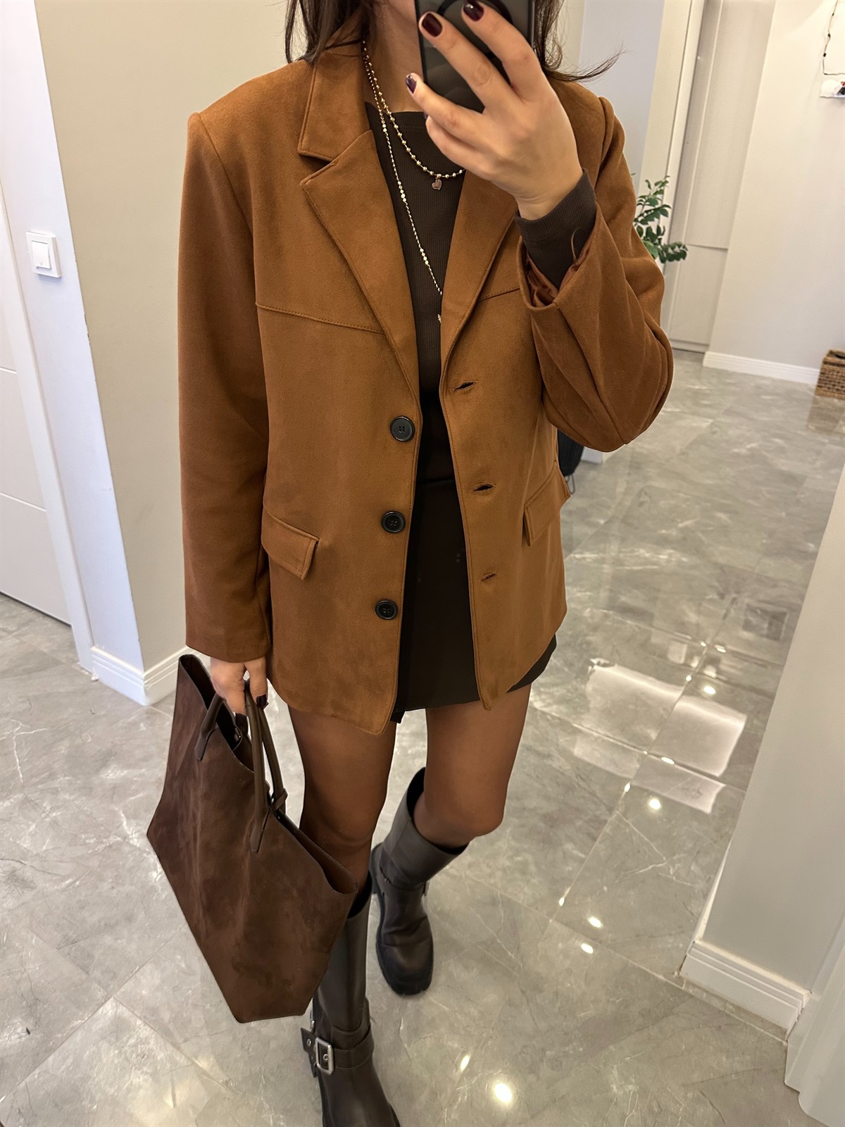 Dikişli Süet Ceket