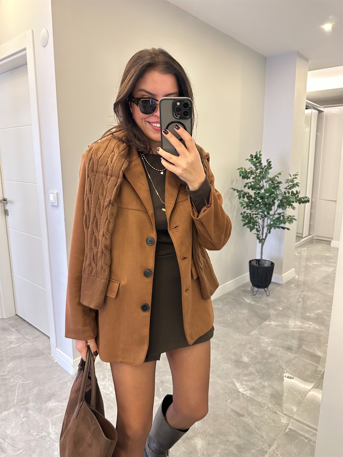 Dikişli Süet Ceket