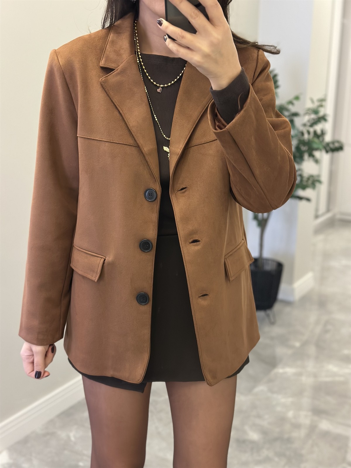 Dikişli Süet Ceket