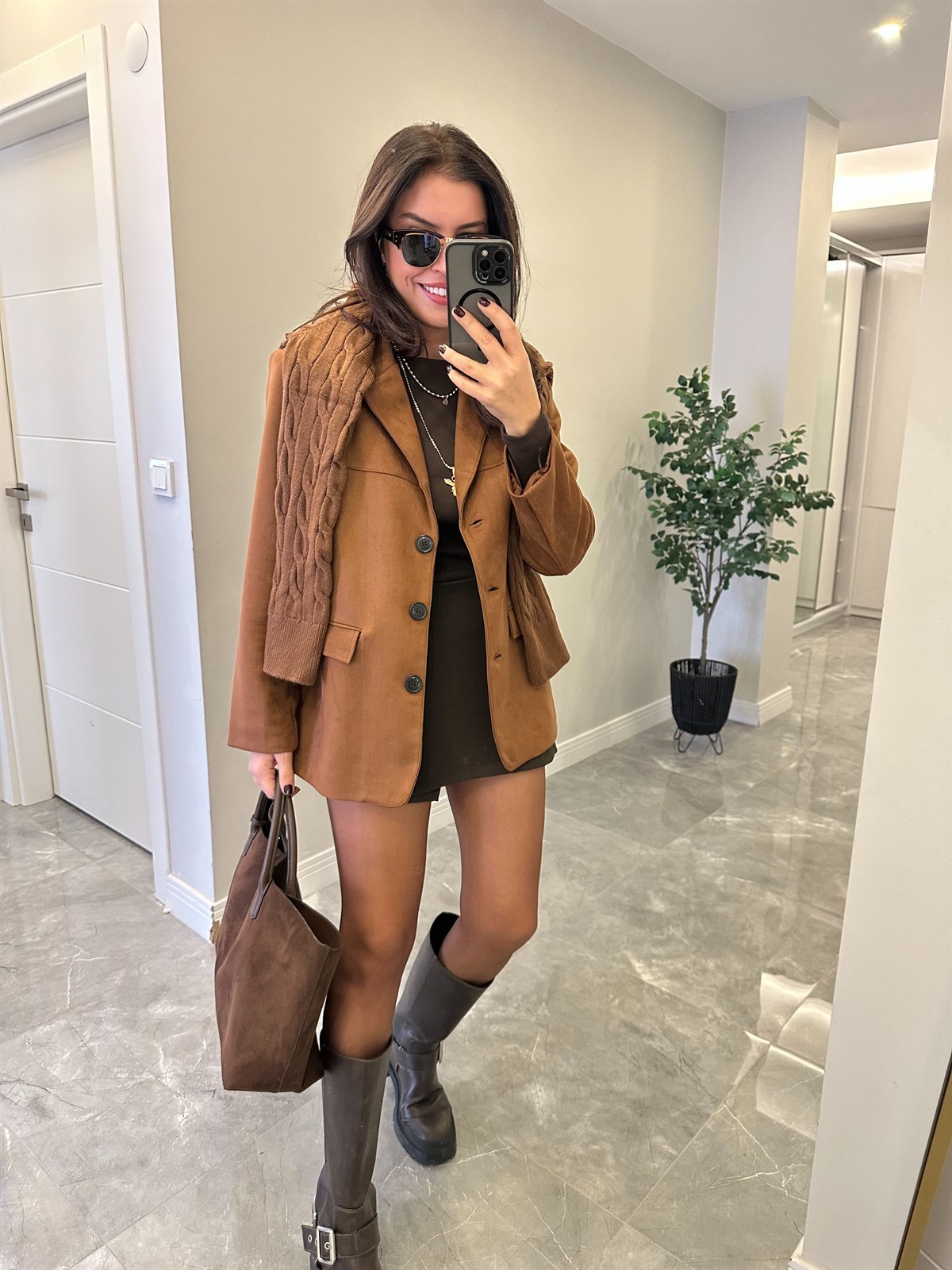 Dikişli Süet Ceket