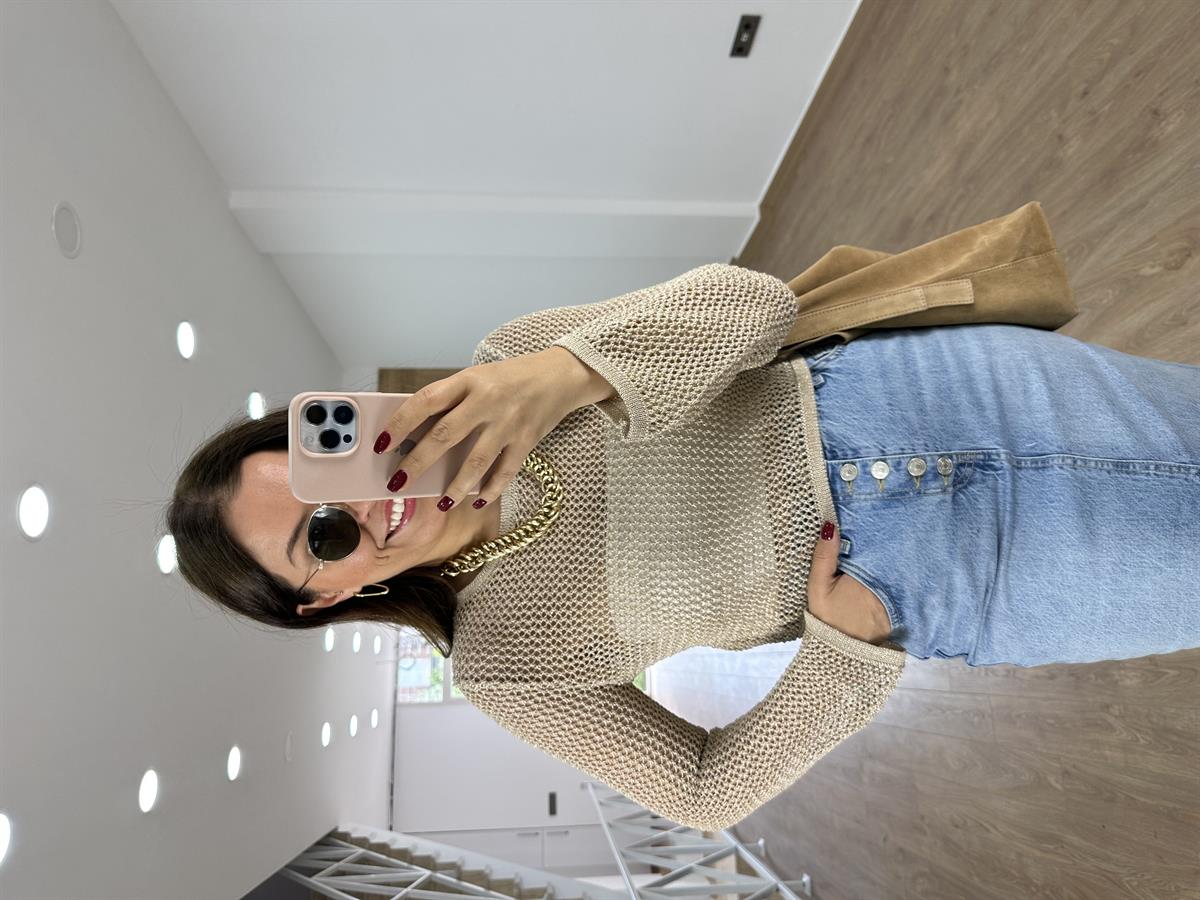 Dilvin Ajurlu Triko-Bej