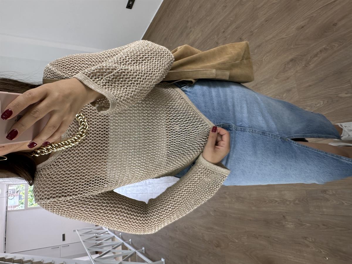 Dilvin Ajurlu Triko-Bej