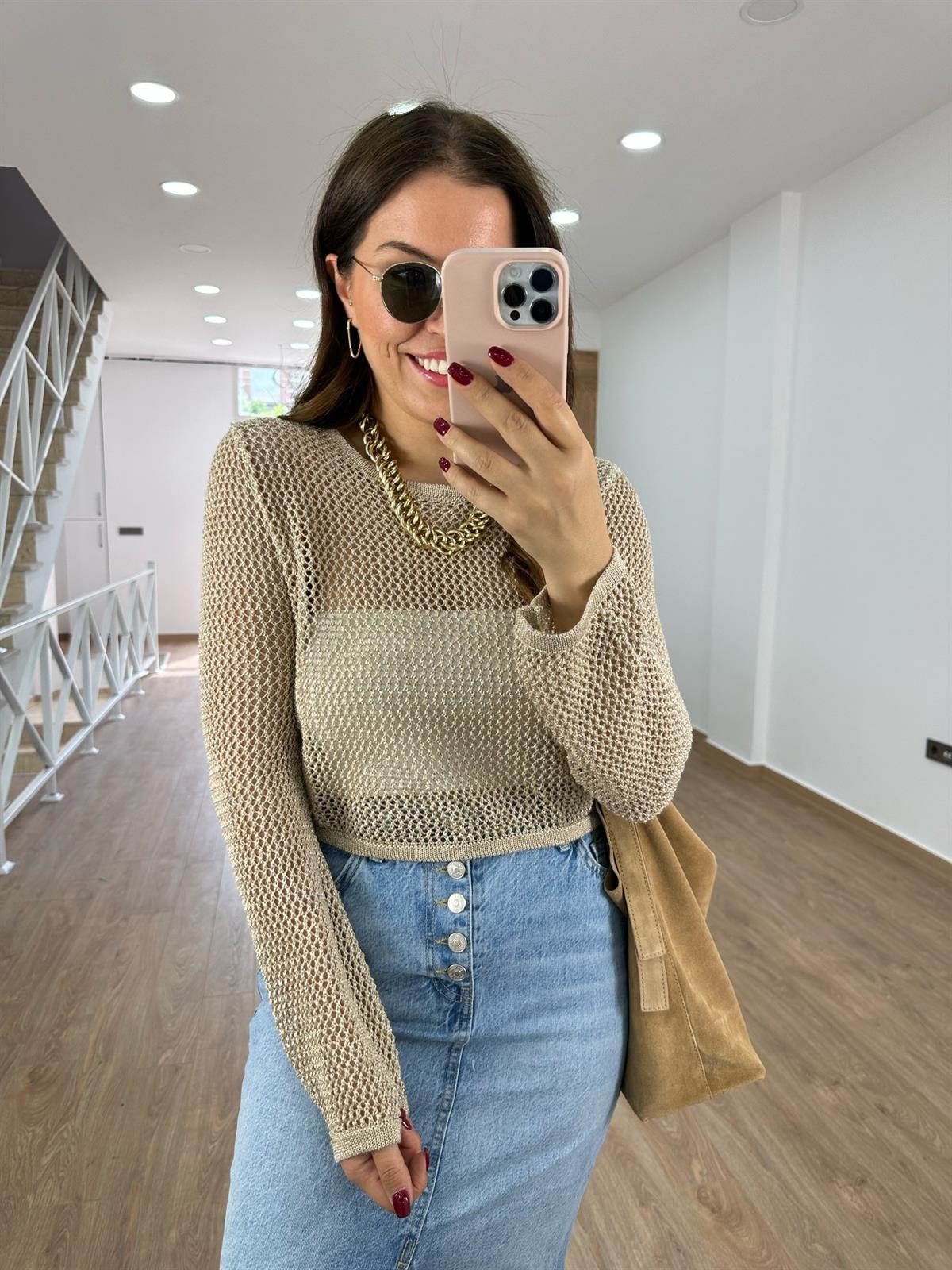 Dilvin Ajurlu Triko-Bej