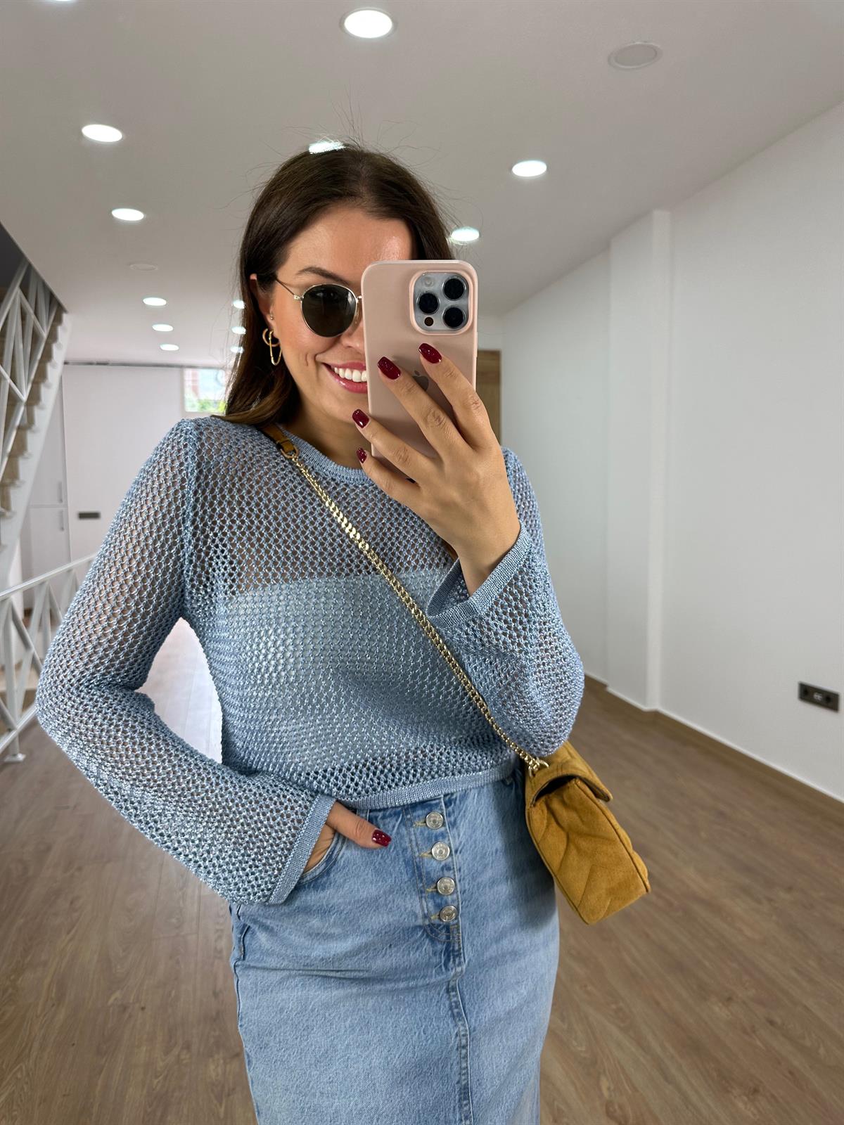 Dilvin Ajurlu Triko-Mavi