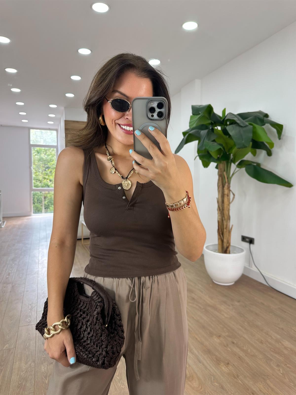 Dilvin Askılı Top - Açık Kahve