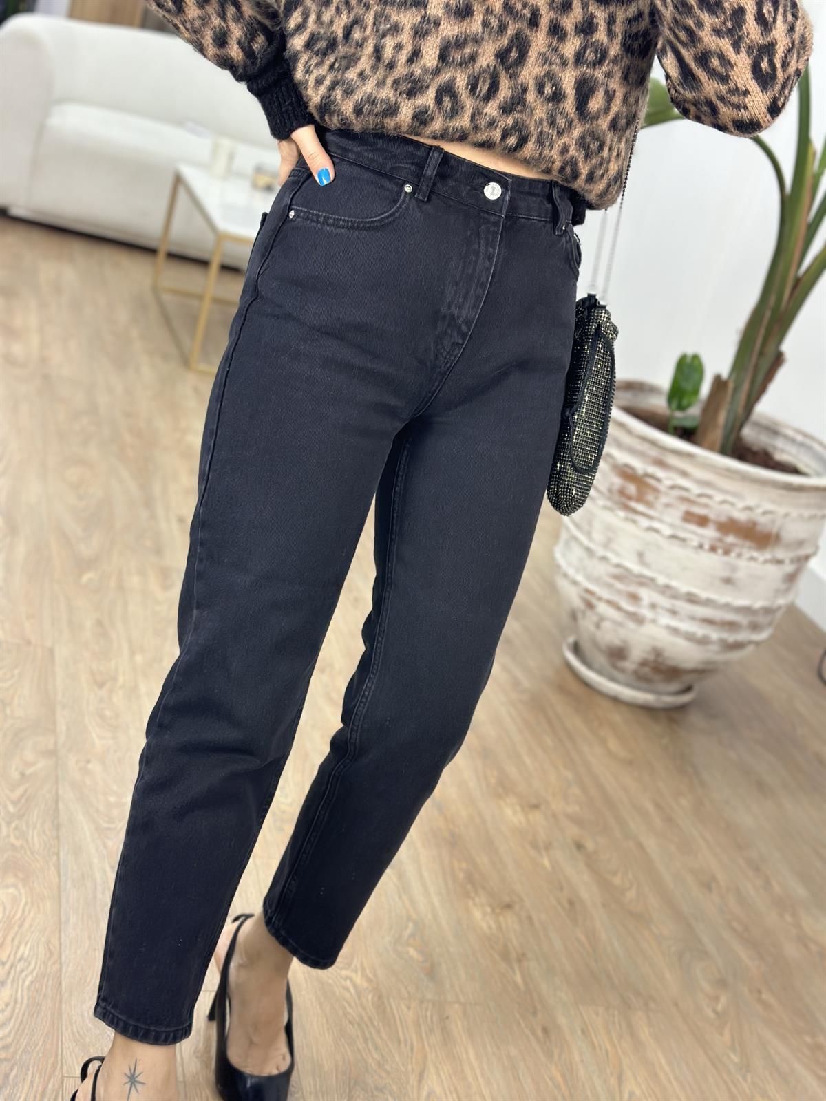 Dilvin Basic Mom Jean-Siyah