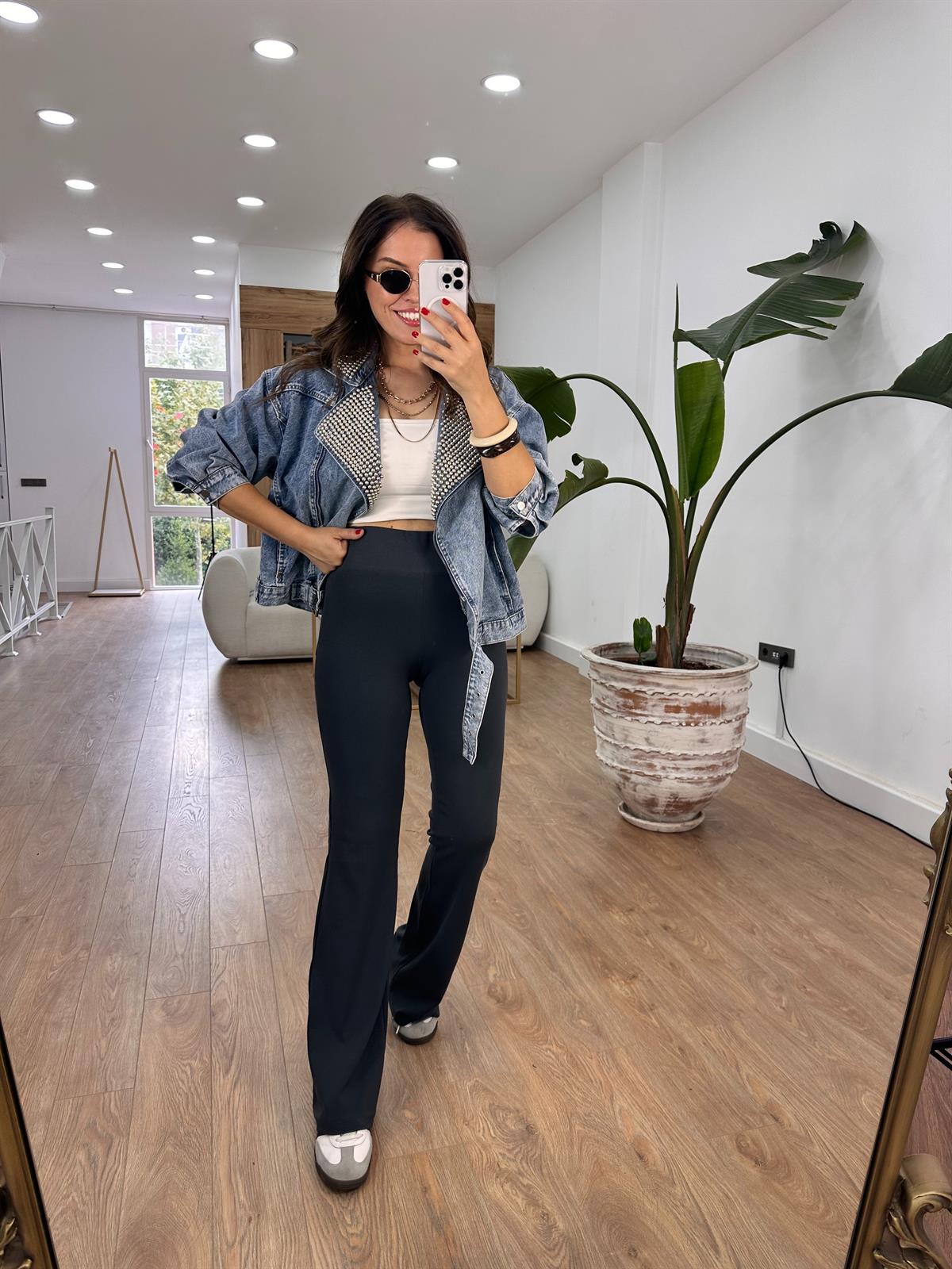 Dilvin Beli Fitili İspanyol Paça Tayt Pantolon