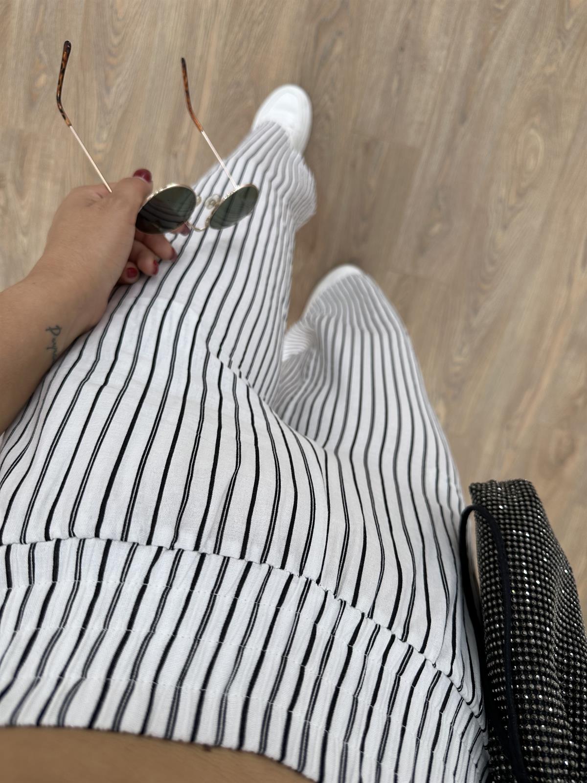 Dilvin Beli Lastikli Bol Paça Keten Pantolon