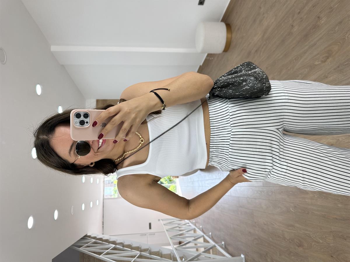 Dilvin Beli Lastikli Bol Paça Keten Pantolon