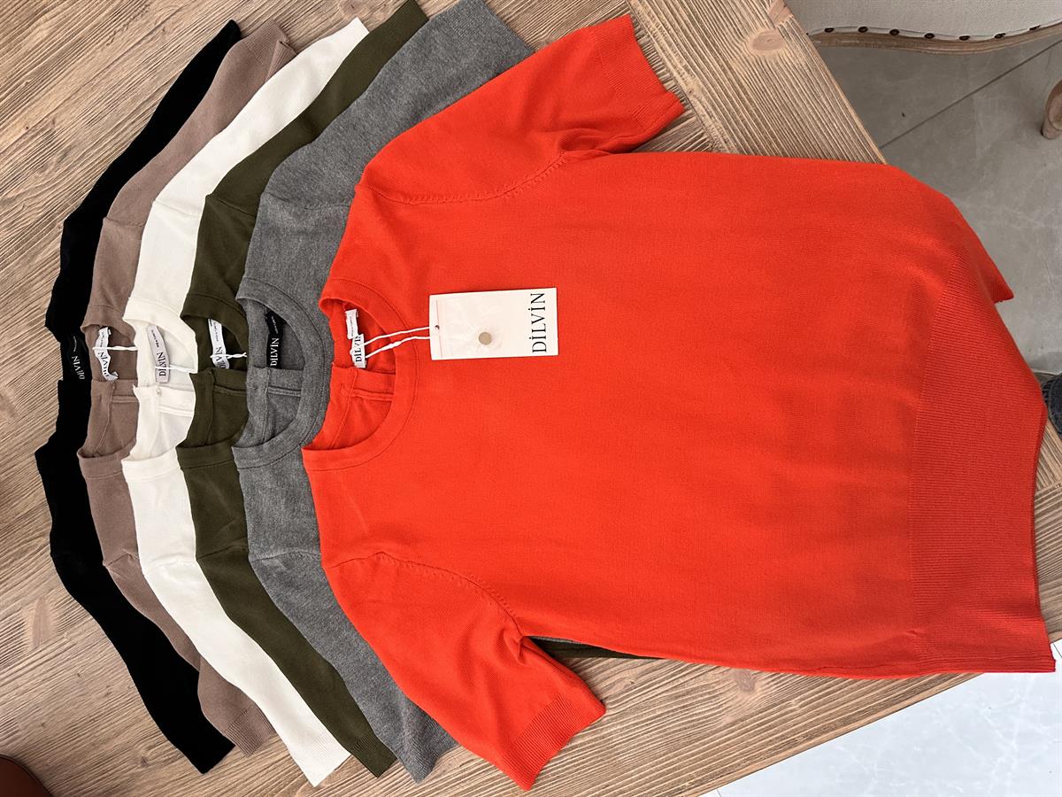 Dilvin Bisiklet Yaka Arkası Düğmeli Triko - Vizon