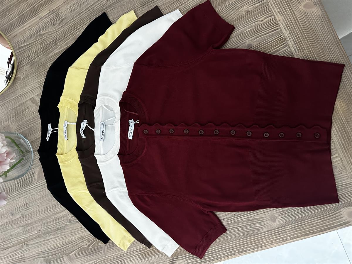 Dilvin Bisiklet Yaka Düğmeli Triko Hırka - Bordo