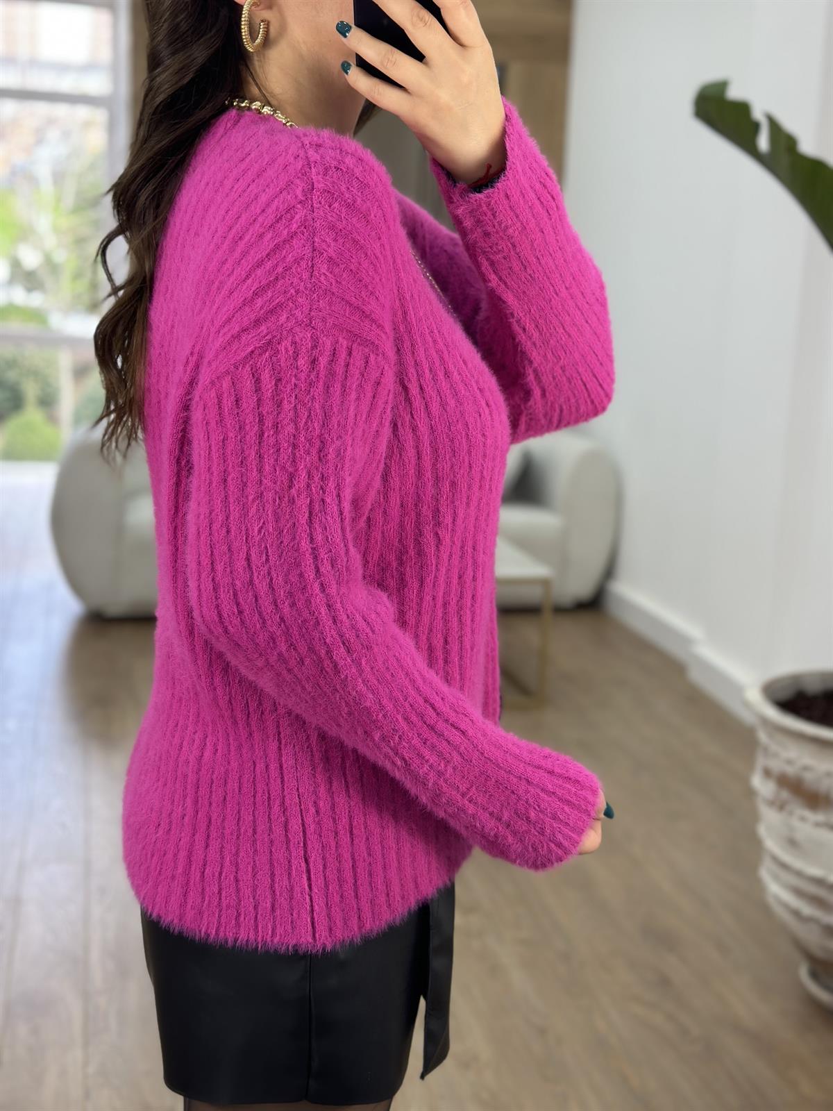 Dilvin Bisiklet Yaka Fitilli Yumuşak Dokulu Kazak