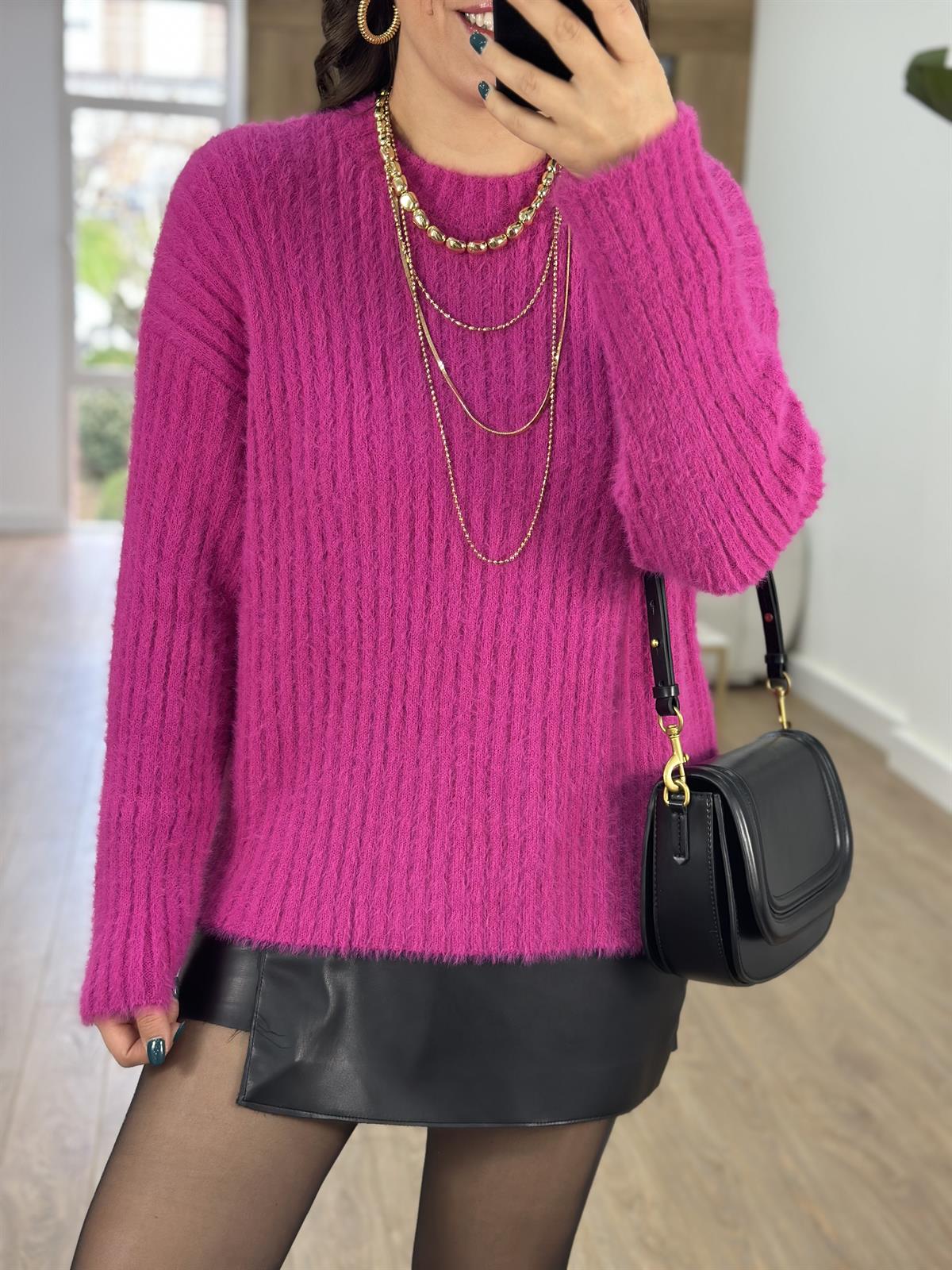 Dilvin Bisiklet Yaka Fitilli Yumuşak Dokulu Kazak