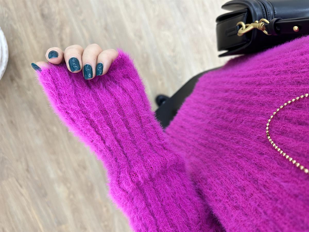 Dilvin Bisiklet Yaka Fitilli Yumuşak Dokulu Kazak