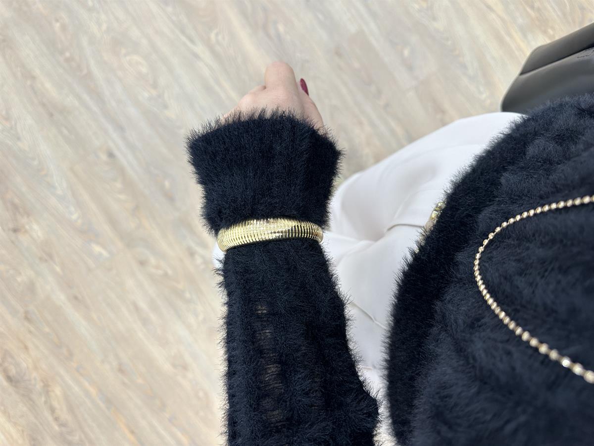 Dilvin Bisiklet Yaka Yumuşak Dokulu Transparan Kazak