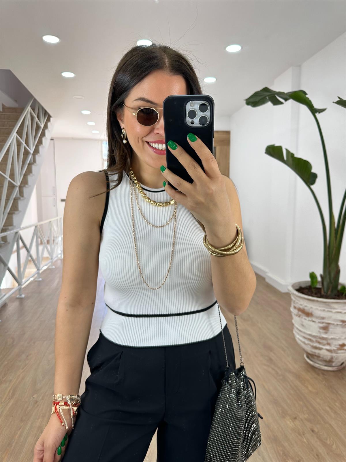 Dilvin Biye Detaylı Fitilli Triko-Beyaz