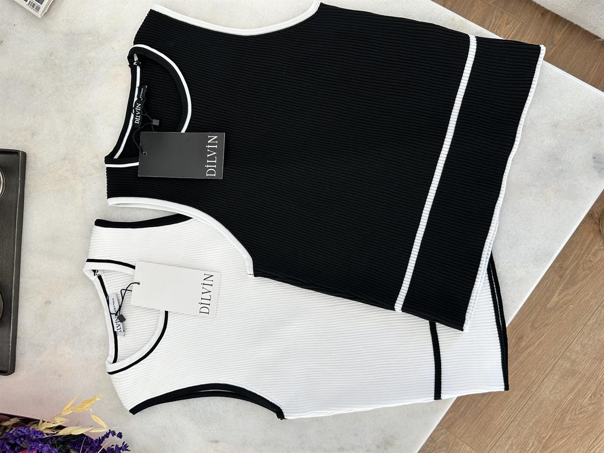 Dilvin Biye Detaylı Fitilli Triko-Siyah