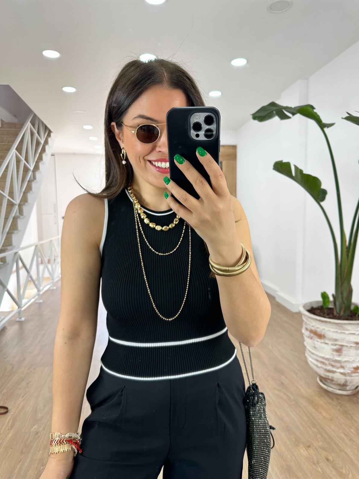 Dilvin Biye Detaylı Fitilli Triko-Siyah