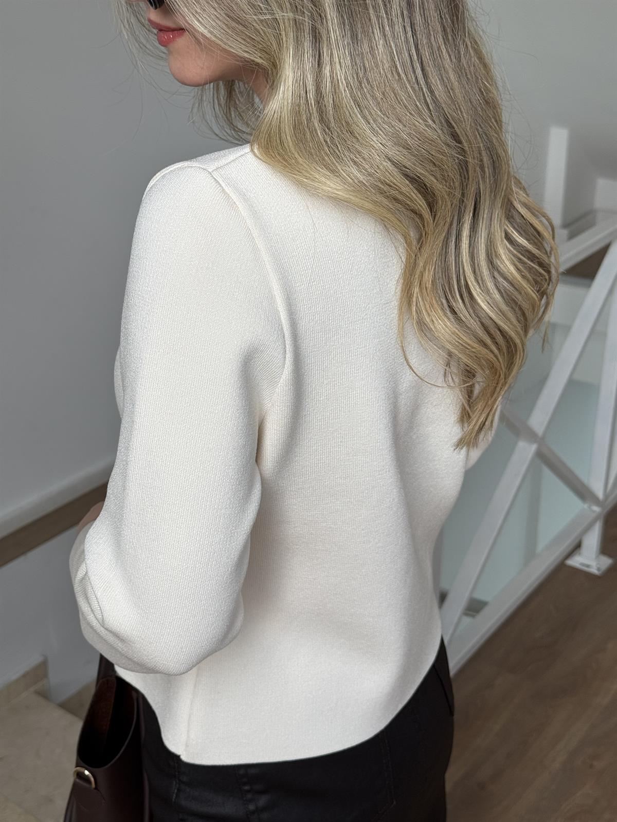 Dilvin Çelik Örme Triko Hırka - Ekru