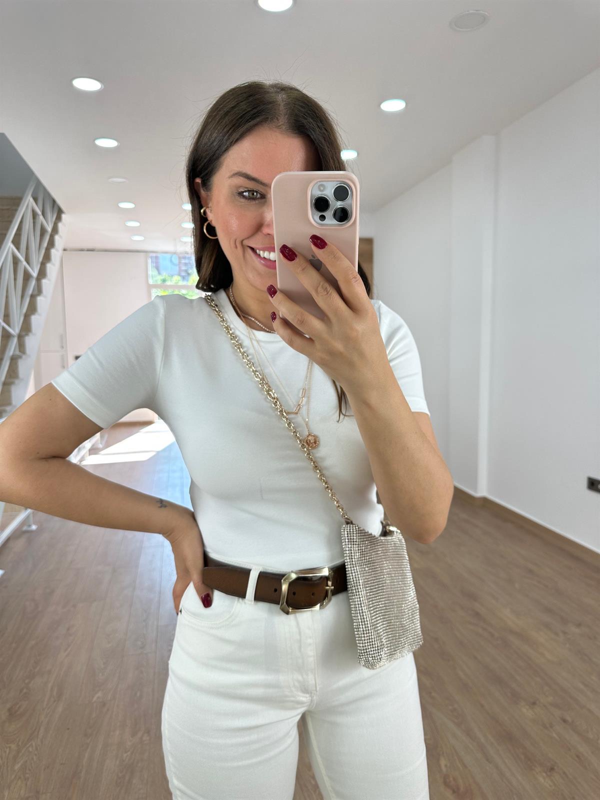 Dilvin Crop Tişört-Ekru