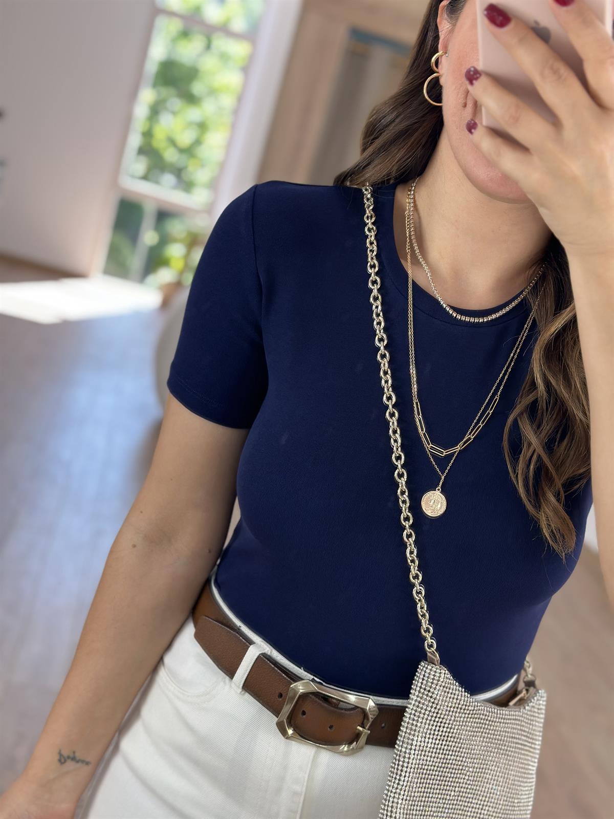 Dilvin Crop Tişört-Lacivert